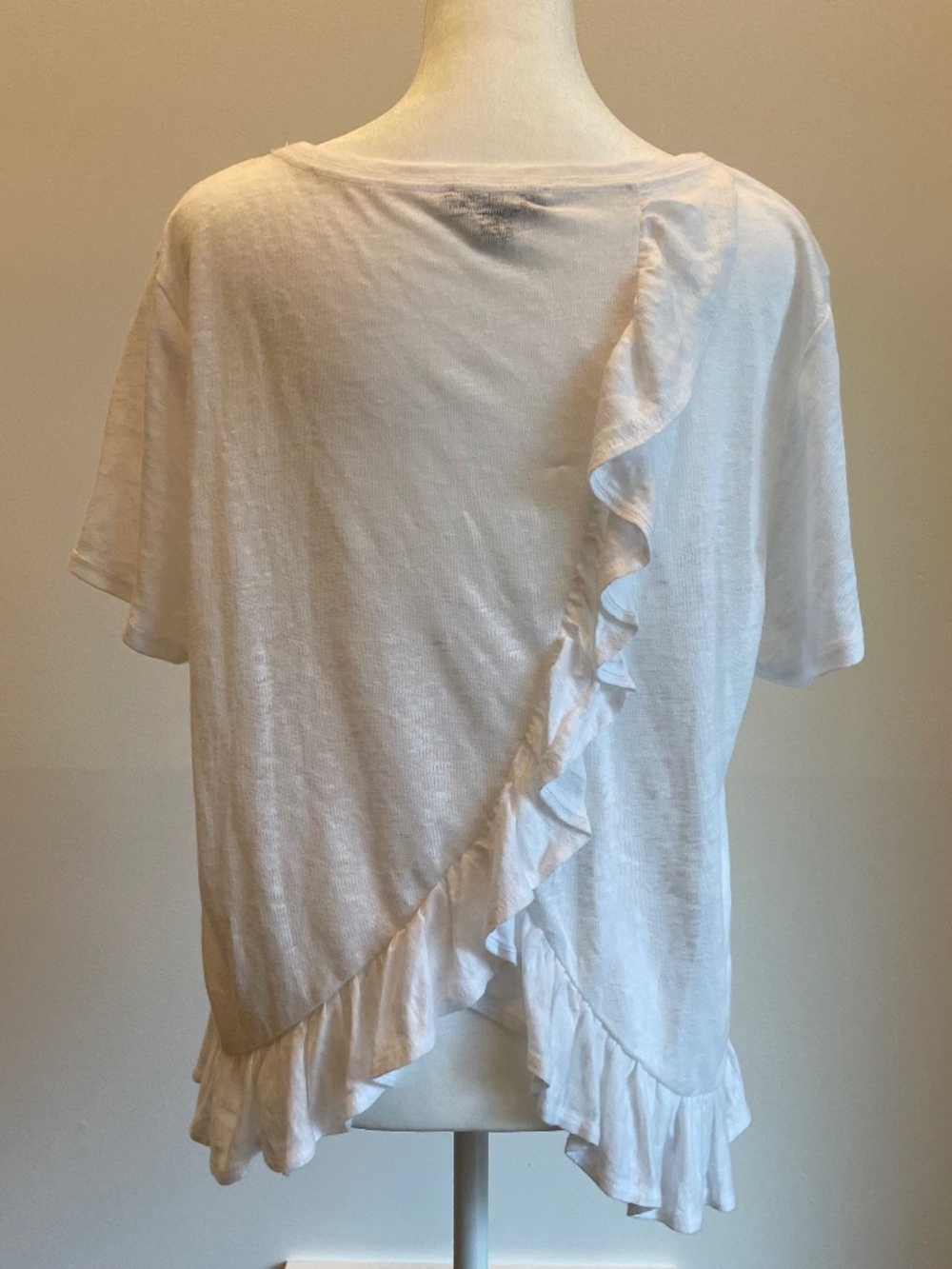J.Crew 100% linen ruffle back peplum top in white, size large - Picture 2 of 6